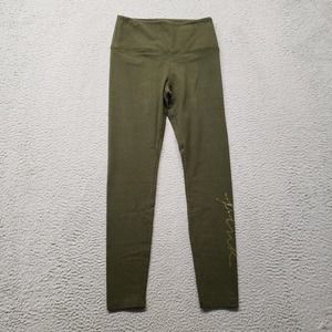 Victoria's Secret Pink Leggings Womens‎ Medium Green Spellout Logo Running Yoga